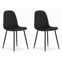 STUHL VERNAZZA 2-er Set, Schwarz Samtstoff - Schwarz, Textil/Metall (45/88/51cm) - Komodee