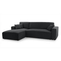 ECKSOFA L Form Catea Dunkelgrau 279/145/84 cm Links mit Schlaffunktion - Dunkelgrau/Schwarz, Kunststoff/Textil (145/279cm) - AX Living