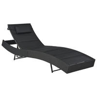 SONNENLIEGE Poly Rattan und Textilene Schwarz - Schwarz, Kunststoff (70/91.5/213cm) - furnicato