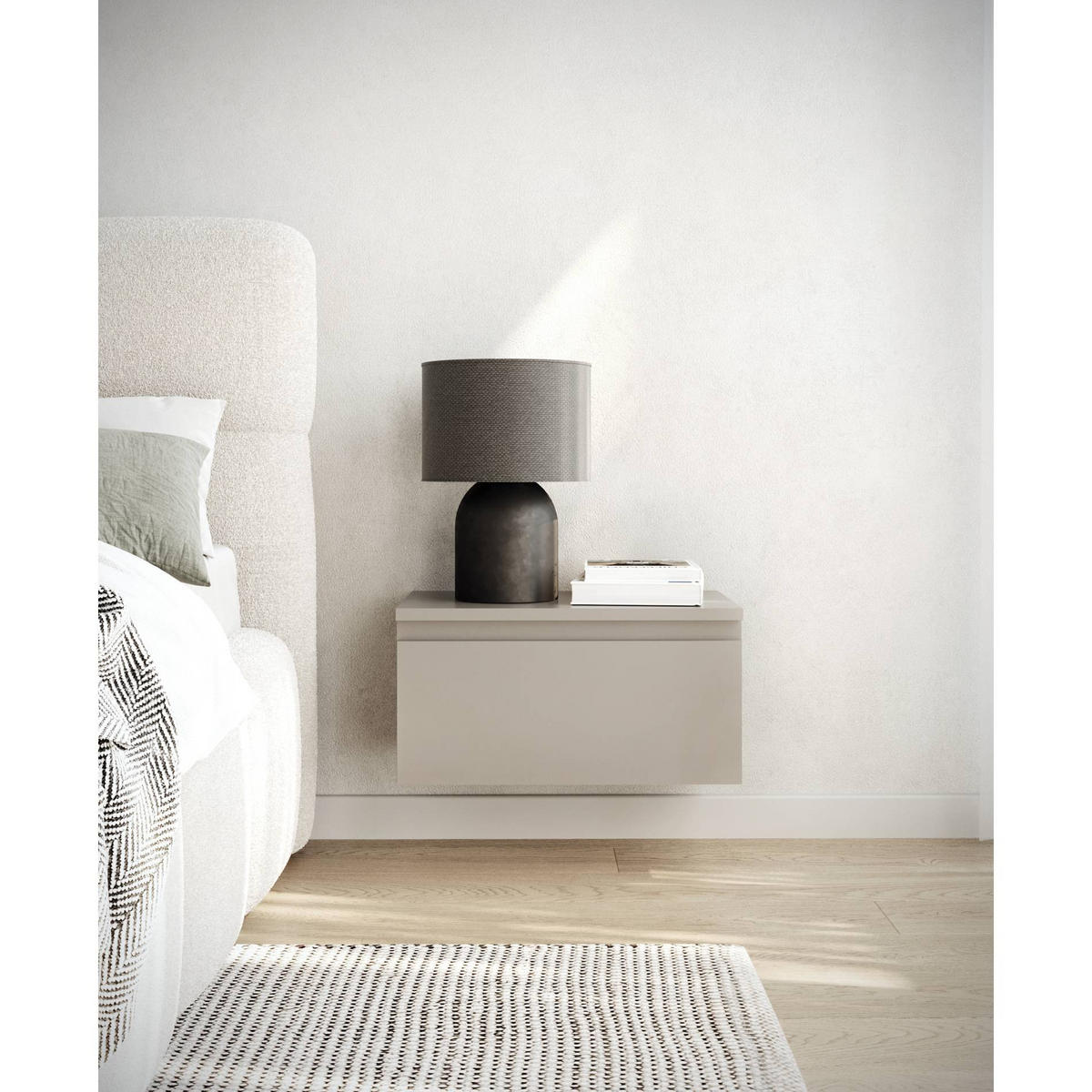 WANDNACHTTISCH Bemmi Greige 49 cm - Kaschmir, Holzwerkstoff (48.4/25.4/31.8cm) - Selsey