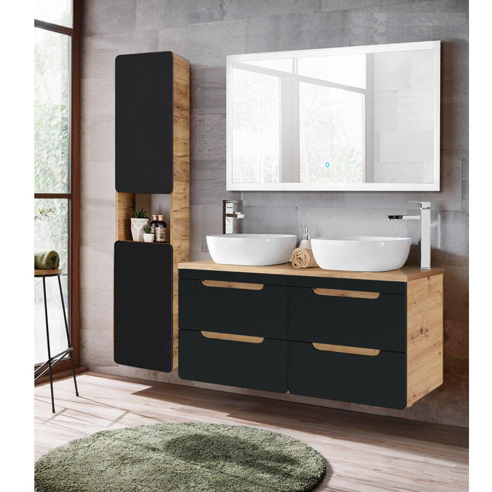 BADMÖBEL-SET 3-TLG. New-luton - Grau, Holzwerkstoff (170/200/46cm) - Lomado