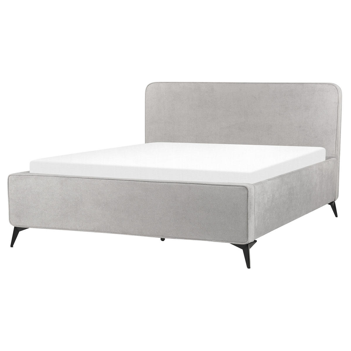 POLSTERBETT mit Lattenrost 160x200 cm Grau Valognes - Hellgrau, Textil (160/200cm) - Beliani