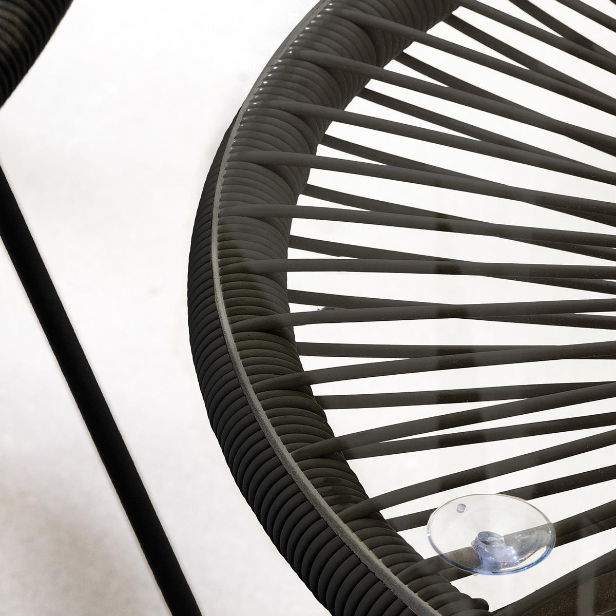 SITZGRUPPE - Stahl / Polyrattan - 3-teilig - Schwarz, Naturmaterialien/Glas - home24