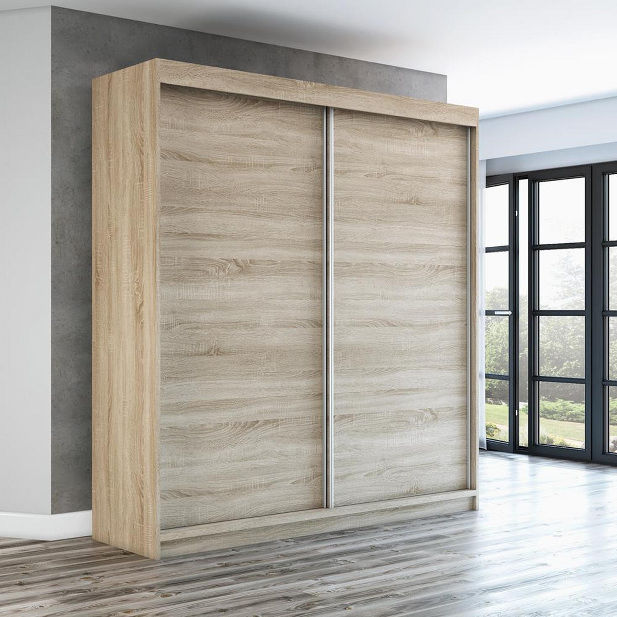 SCHWEBETÜRENSCHRANK 120 CM PAX Farbe: Weiß / sonoma / sonoma - Weiß/Braun, Holzwerkstoff (120/215/59.5cm) - A&J MöbelLand