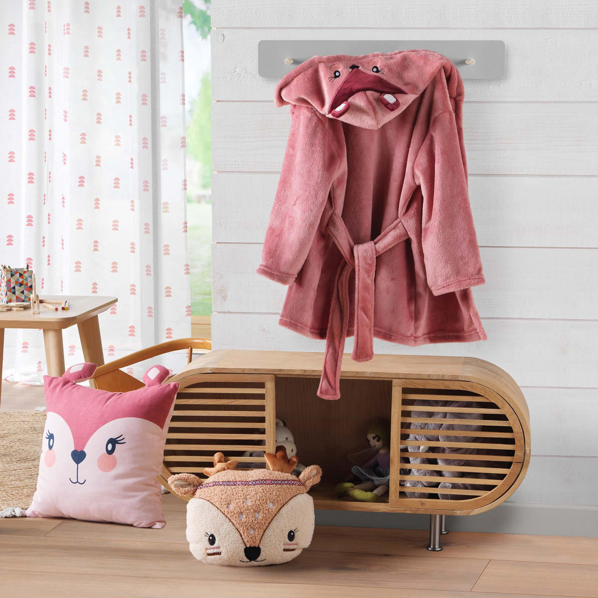 DEKOKISSEN mit Ohren für Kinder Etoiline 40/40/3 cm - Rosa, Naturmaterialien (40/40cm) - Douceur d´intérieur
