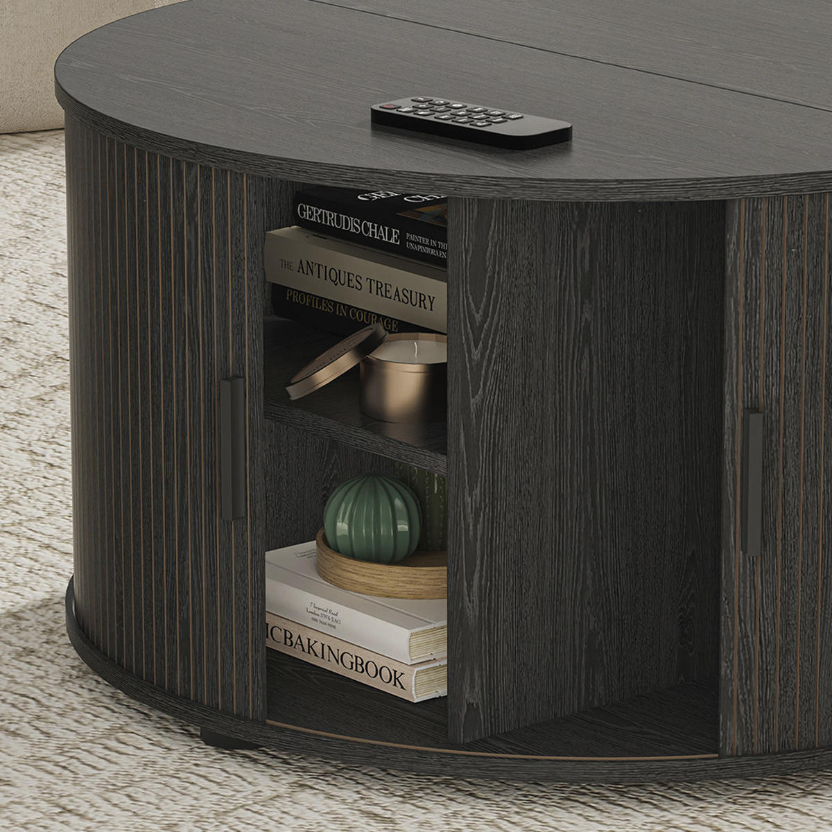 COUCHTISCH Selva Schwarz 80 x 80 cm mit Schiebetür - Schwarz, Holzwerkstoff (80/80/45cm) - Vicco