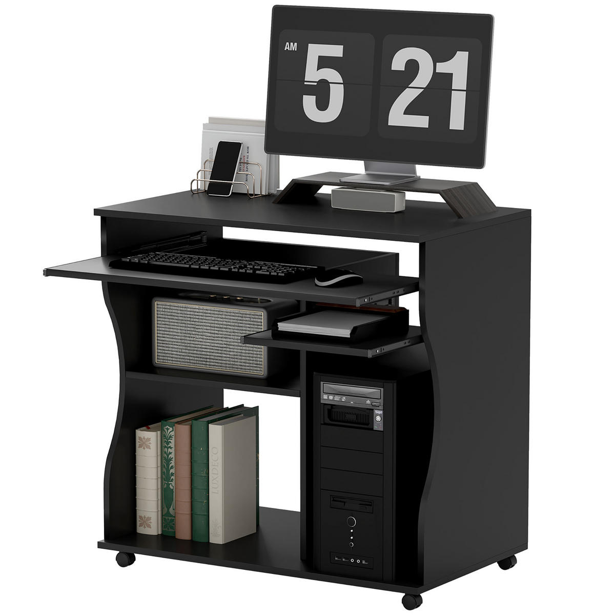 BÜROTISCH Schwarz 1 Stück - Schwarz, Holzwerkstoff (48/80/75cm) - GiPP
