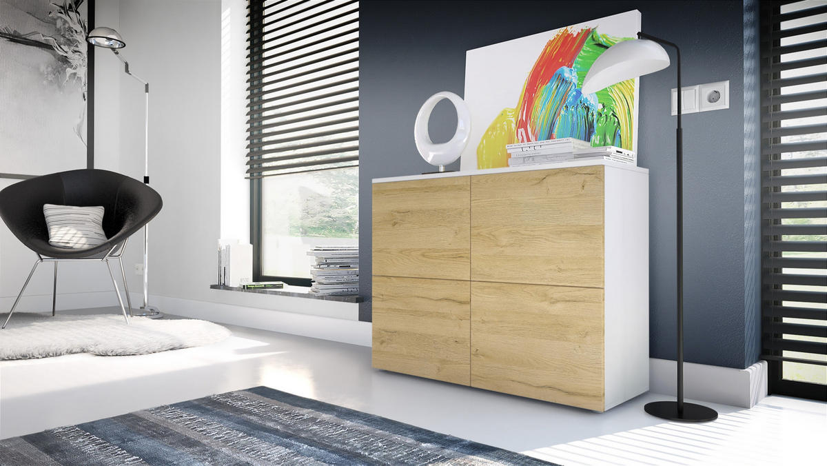 KOMMODE Rova Eiche Natur / Eiche Natur - Eichefarben, Holzwerkstoff (92/72/35cm) - Vladon