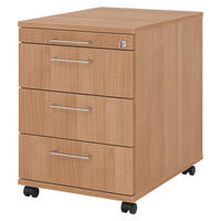 ROLLCONTAINER - 3 Materialschubladen 58/42,8/59 cm in Nussbaumfarben Bügelgriff (Metall) - Nussbaumfarben, Holzwerkstoff (42.8/59/58cm) - bümö