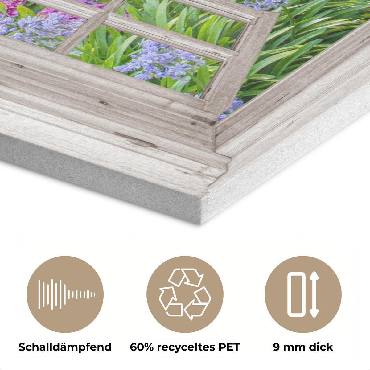 AKUSTIKBILD Hortensie - Durchsichtig - Blumen - Sommer - Lila - Weg Akustikpaneele 90x60 cm - Lila, Kunststoff (90/60/0.9cm) - MuchoWow