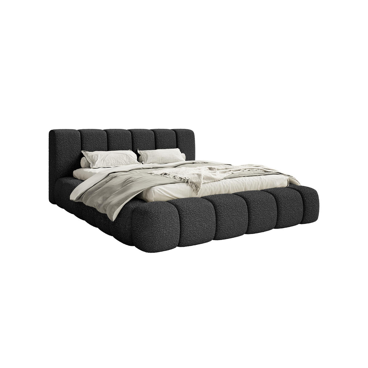 POLSTERBETT Goa 160x200 cm, Schwarz - Schwarz, Textil (160/200cm) - Fedve
