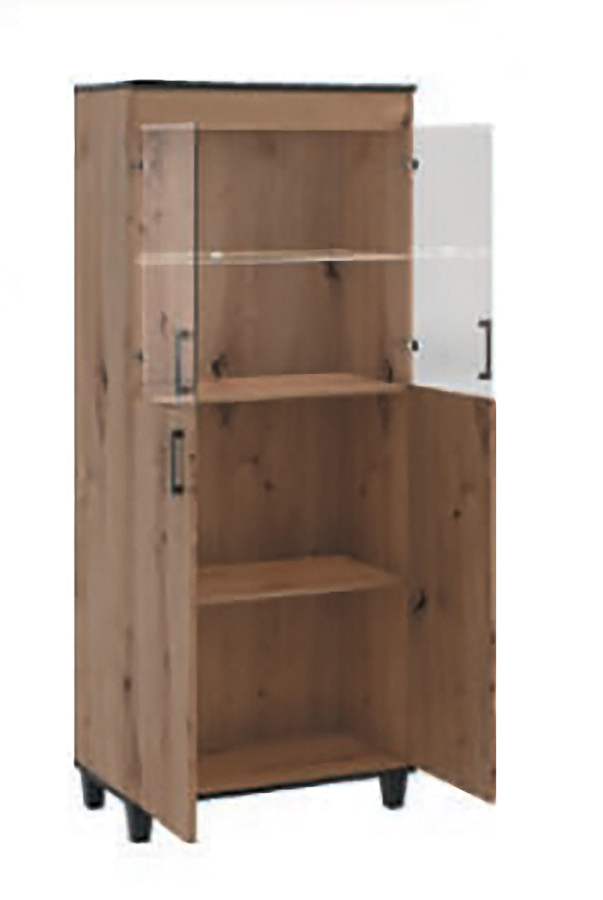 VITRINE Vanessa V 80cm mit Glastür und Holzbeine, artisan, schwarz - Schwarz/Eiche Artisan, Holz (80/193/40cm) - Margaret Hadas24