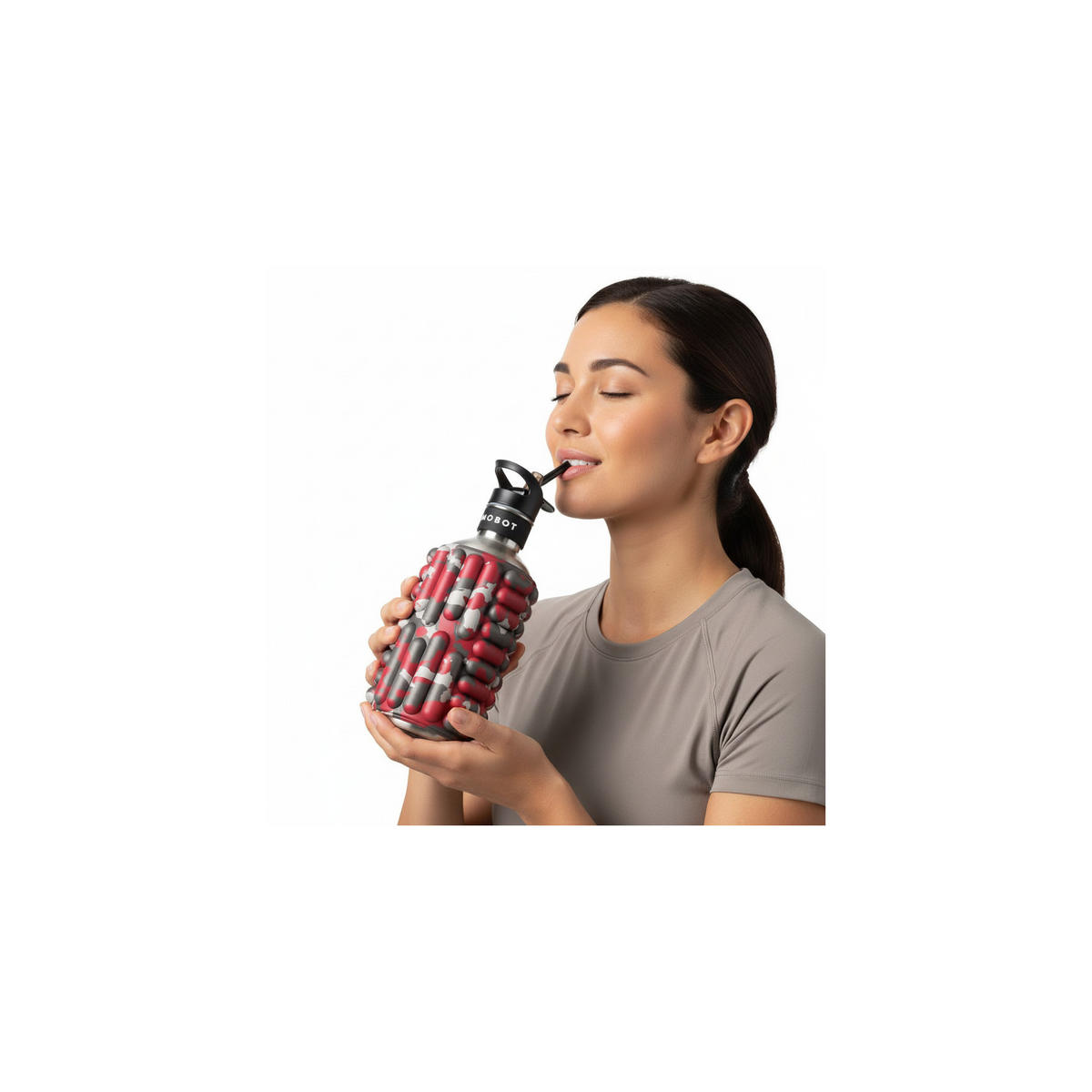 SPORTFLASCHE - Funktion 2 in 1 Massageroller - Schwarz black ops - Schwarz, Metall (1.2L) - Mobot