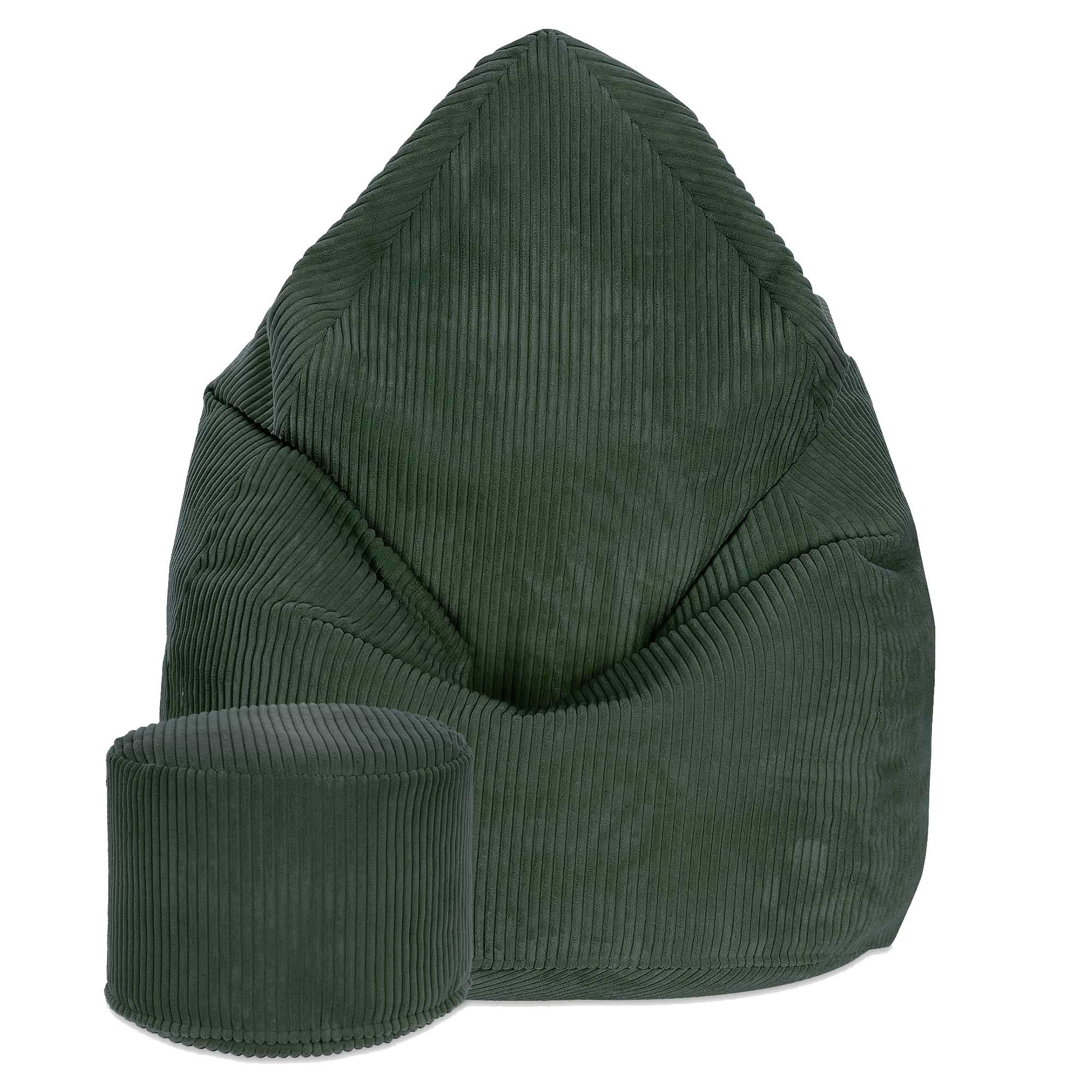 SITZSACK MIT FUßSTÜTZE Kordsamt 2-tlg Forest Symphony S - Jadegrün, Textil (70/105/70cm) - Dreamroots