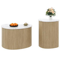 KONFERENČNÍ stolky 60/37/38 cm přírodní/bílá z MDF s úložnou plochou - přírodní, kompozitní dřevo (60/37/38cm) - OKWISH