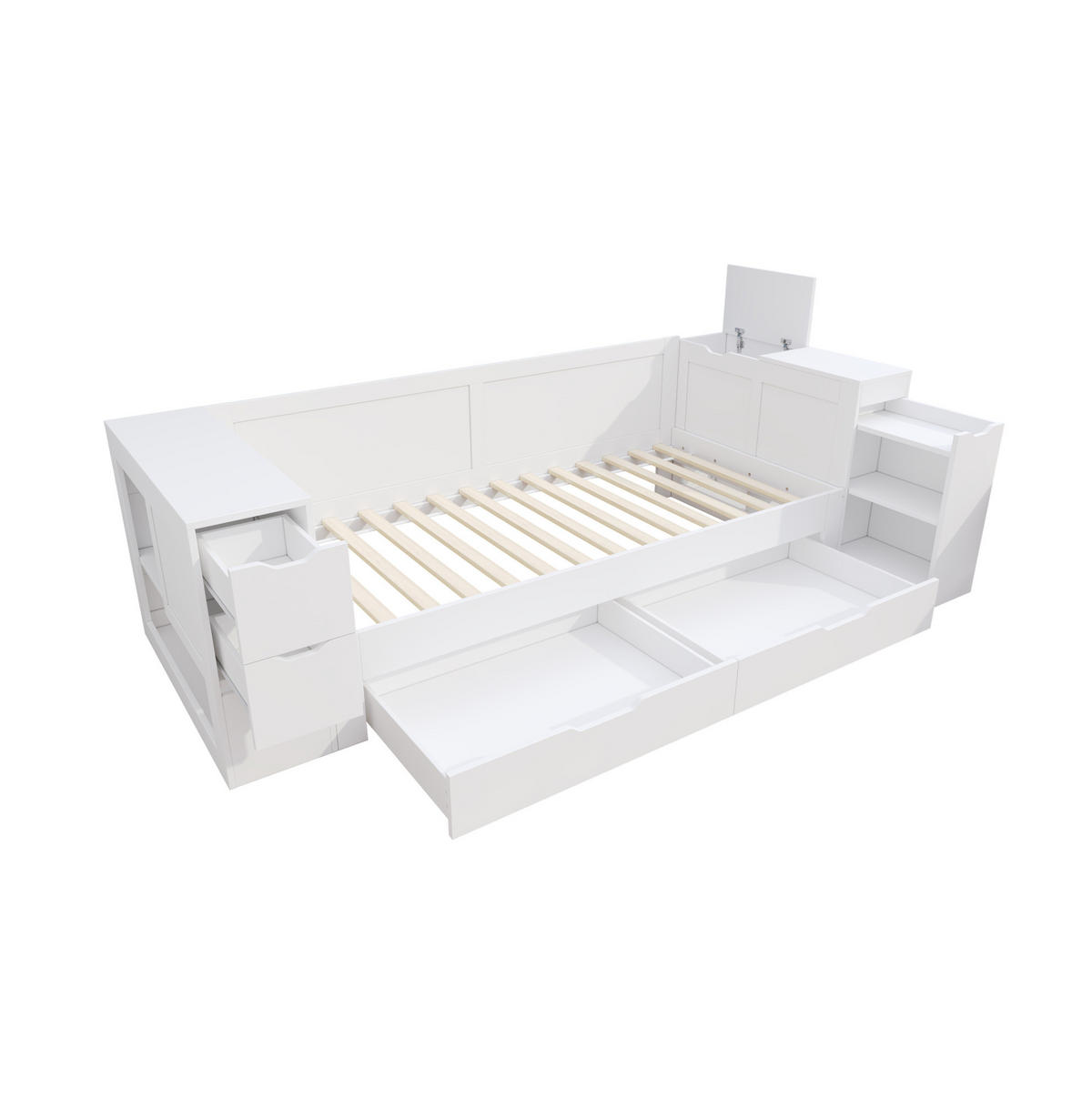 DETSKÁ posteľ 90/190 cm biela s úložným priestorom a zásuvkami z MDF - biela, kompozitné drevo (90/190cm) - OKWISH