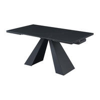 ESSTISCH ausziehbar - 6 bis 10 Personen - Sicherheitsglas, Keramik & Metall - Marmor-Optik Schwarz - LOZIPA - Schwarz, Glas (240/90/76cm) - Vente-Unique