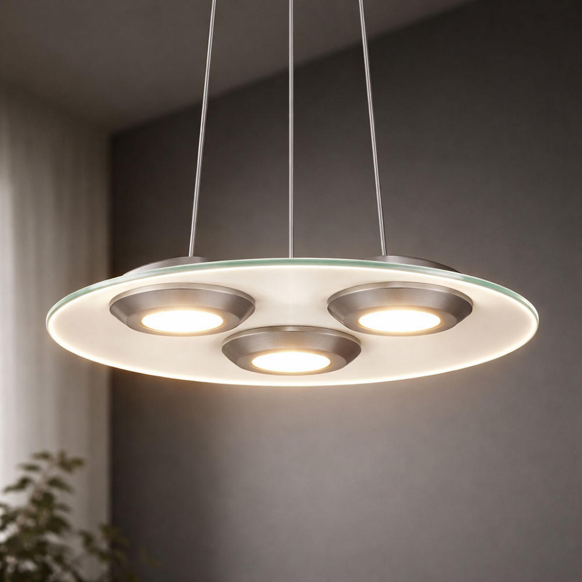 LED HÄNGELEUCHTE BOOTES Silber Glas - Silberfarben, Glas (48/48/110cm)