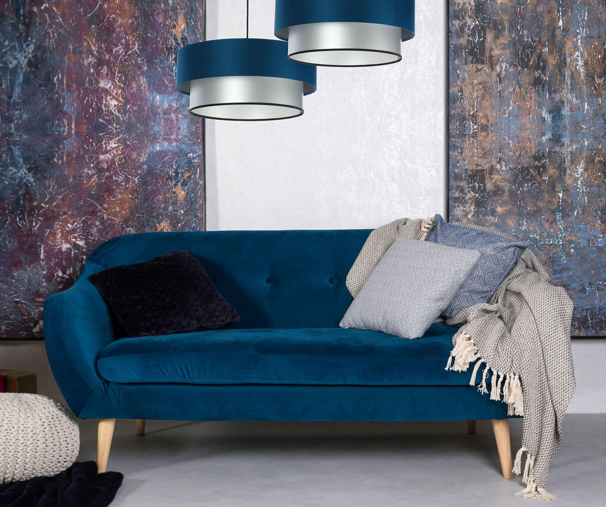 HÄNGELEUCHTE Blau 40/20 cm - Blau/Silberfarben, Kunststoff (40/1/20cm) - ONZENO