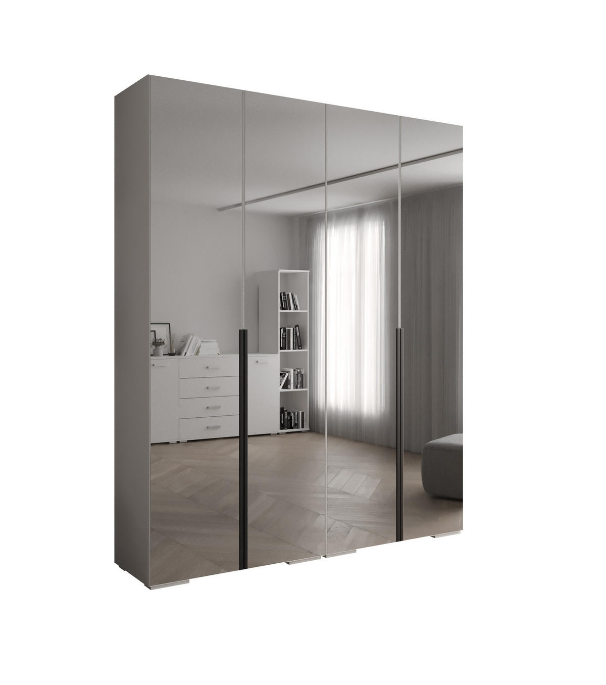 DREHTÜRENSCHRANK 236.7/200/47 4-türig - Schwarz/Weiß, Holz/Metall (200/236.7/47cm) - Abiks Möbel