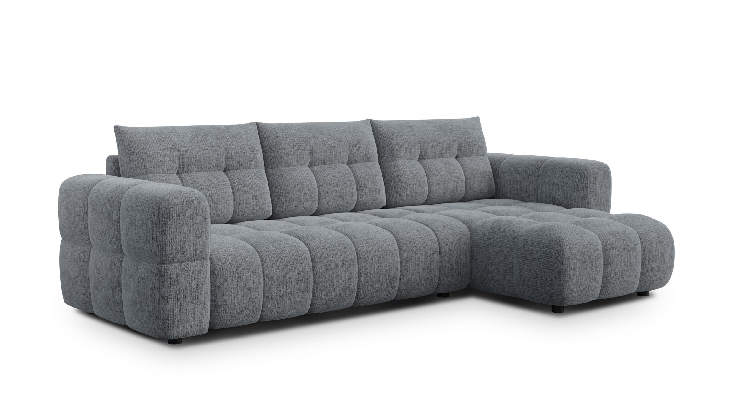 ECKSOFA CLOUDI 4-Sitzer rechts, dunkelgrau - Dunkelgrau/Schwarz, Holz/Textil (294/160cm) - Courtois Laville