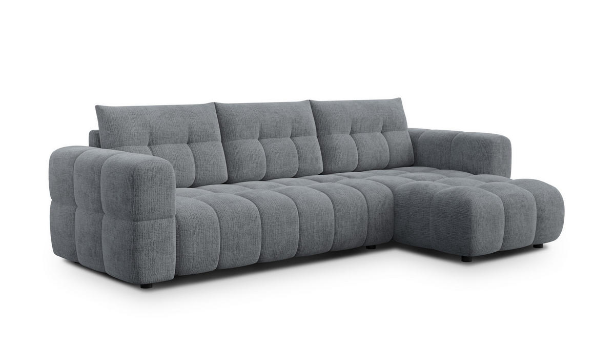 ECKSOFA CLOUDI 4-Sitzer rechts, dunkelgrau - Dunkelgrau/Schwarz, Holz/Textil (294/160cm) - Courtois Laville