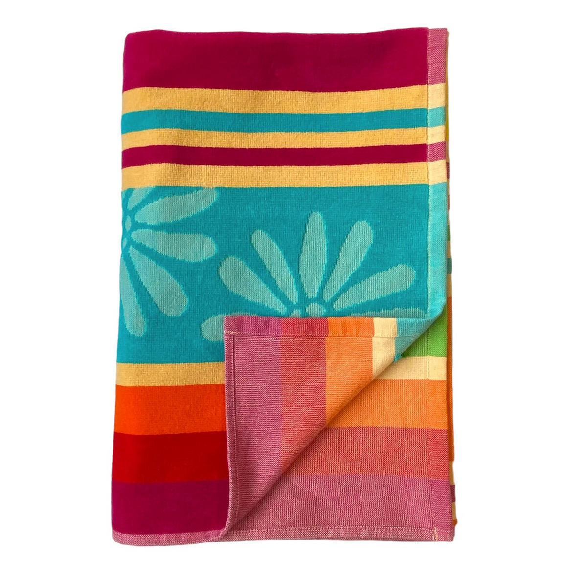 STRANDTUCH Frottee Velours Jacquard Ziseliert Bloma 90x170 340g/m² - Multicolor, Textil (90/170cm) - LE COMPTOIR DE LA PLAGE