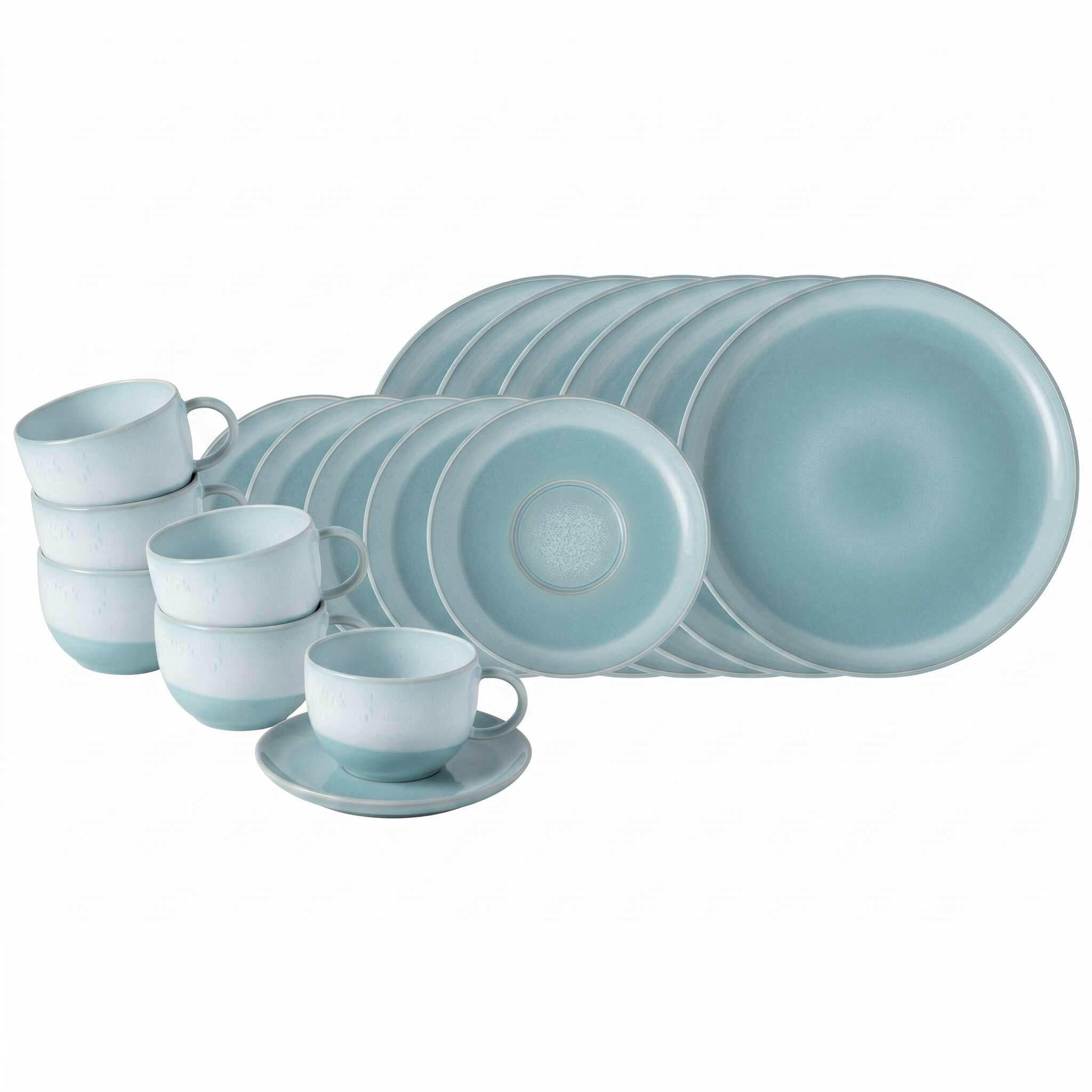 KAFFEESERVICE Perlemor Aqua blau 18er Set - Blau, Keramik (1/1/1cm) - like.Villeroy & Boch