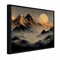 BILDER mit Rahmen Gebirge Landschaft Schwarz 150x100 cm - Multicolor, Metall (150/100cm) - Wallarena