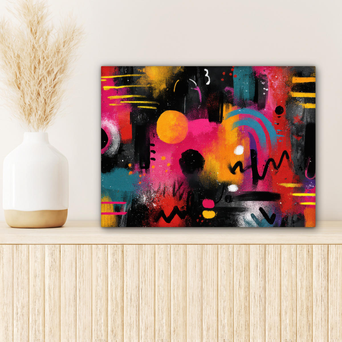 LEINWANDBILD Farbflächen - Formen - Bunt - Abstrakt Wandbild 40x30 cm - Pink, Textil (40/30cm) - MuchoWow