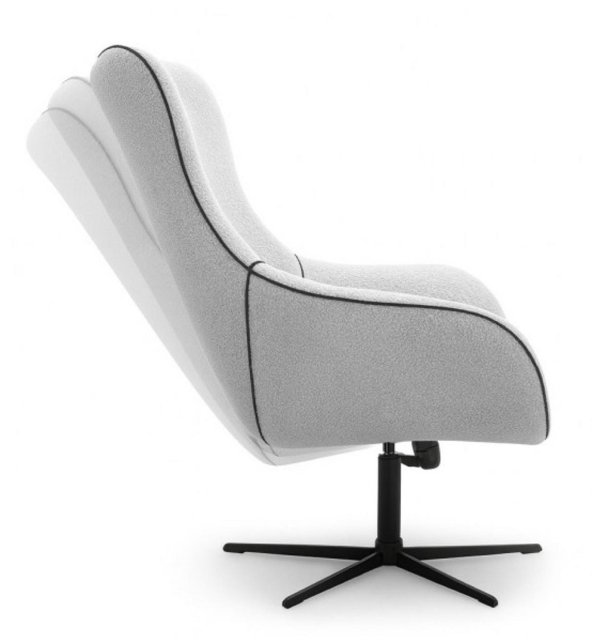 SESSEL Hellgrau LISA Drehbar Verstellbare Rückenlehne - Grau, Textil (88/110/106cm) - Sepro Meble