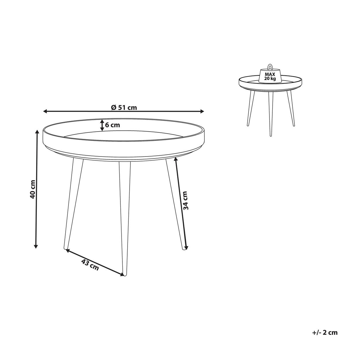 KONFERENČNÍ STOLEK Mangové dřevo světle hnědý/černý 49 cm Edna - černá/světle hnědá, dřevo (51/51/40cm) - Beliani