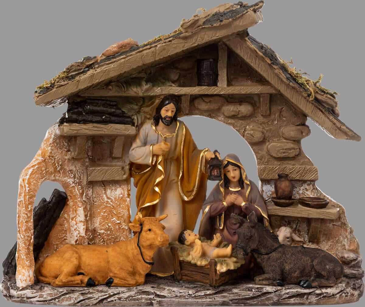 WEIHNACHTSKRIPPE Tiere 30/22 cm - Braun, Kunststoff (7.5/30/22cm) - Fééric Lights and Christmas