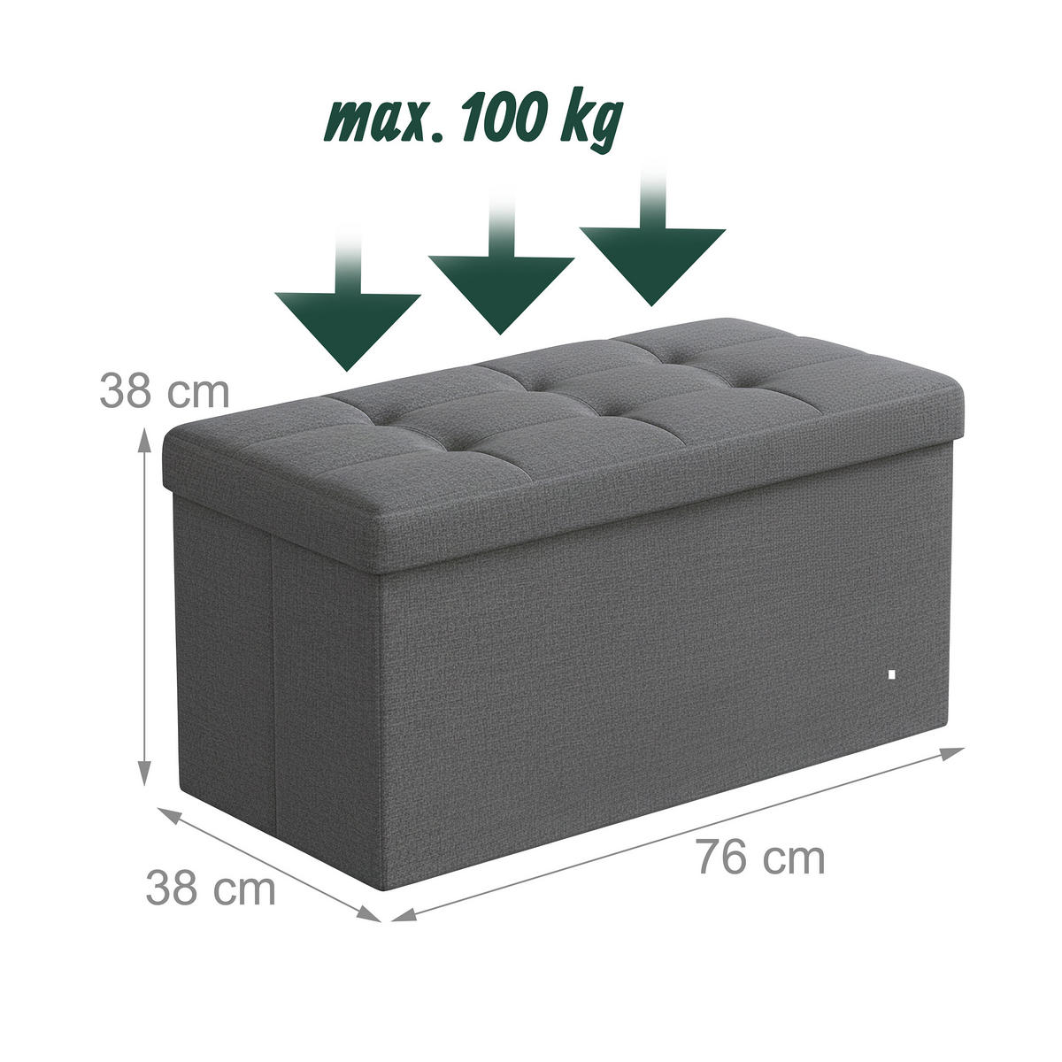 KLOP za sedenje - antracit, tekstil/leseni material (76/38/38cm) - Relaxdays