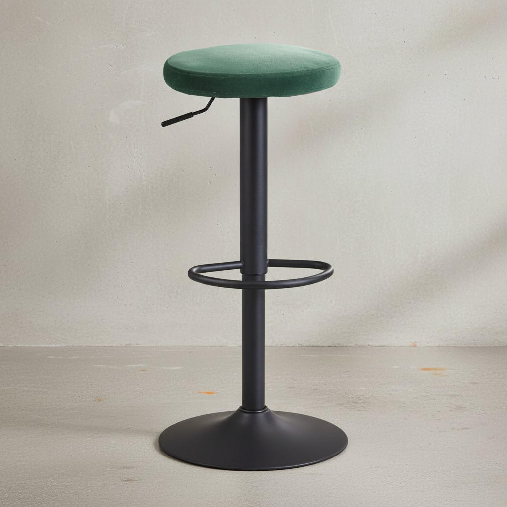 BARHOCKER Höhenverstellbar Eisen Samt Drehbar CAMPANIA, Grün 40x40x79 cm - Schwarz/Grün, Textil/Metall (40/79/40cm) - KADIMA DESIGN