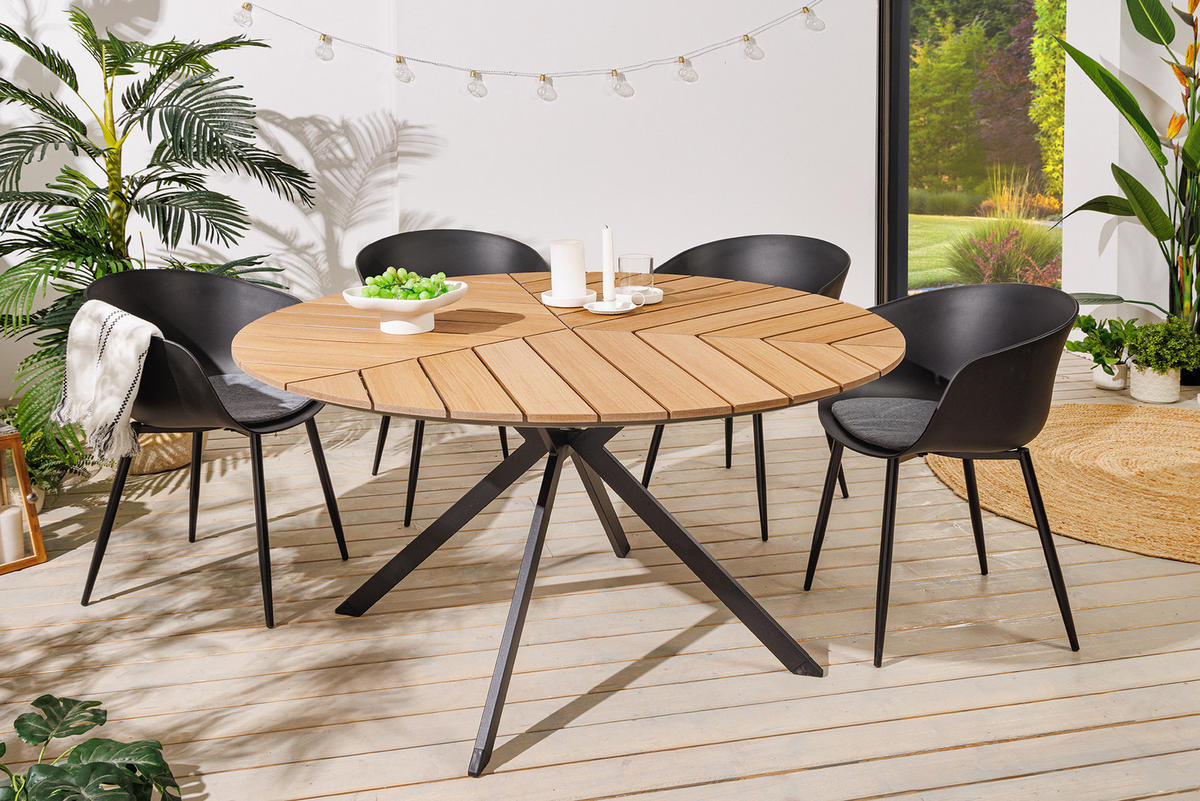 GARTENTISCH DESIGNO Kunststoff Aluminium Natur 120 cm - Braun, Kunststoff/Metall (120/120/74cm) - riess-ambiente