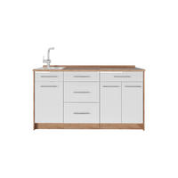 KUCHYNSKÝ BLOK Fame-Line, Biely vysoký lesk, 150 cm, AP Oak - biela s vysokým leskom/dub medový, kompozitné drevo (150/82/60cm) - Vicco