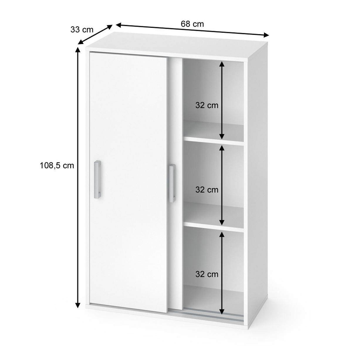GARDEROBENSCHRANK Falk Weiß 68 x 108.5 cm - Weiß, Holzwerkstoff (68/108.5/33cm) - Vicco