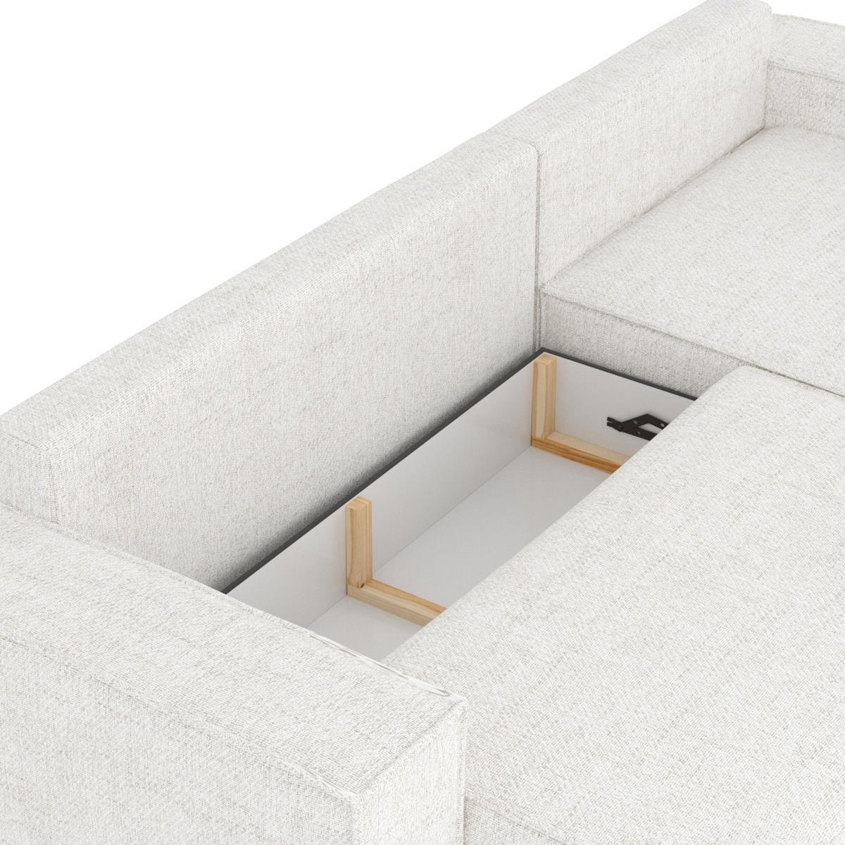 ECKSOFA TAURI mit Schlaffunktion Creme im Neve Stoff - Creme/Schwarz, Holz/Holzwerkstoff (294/185cm) - AltaBeds