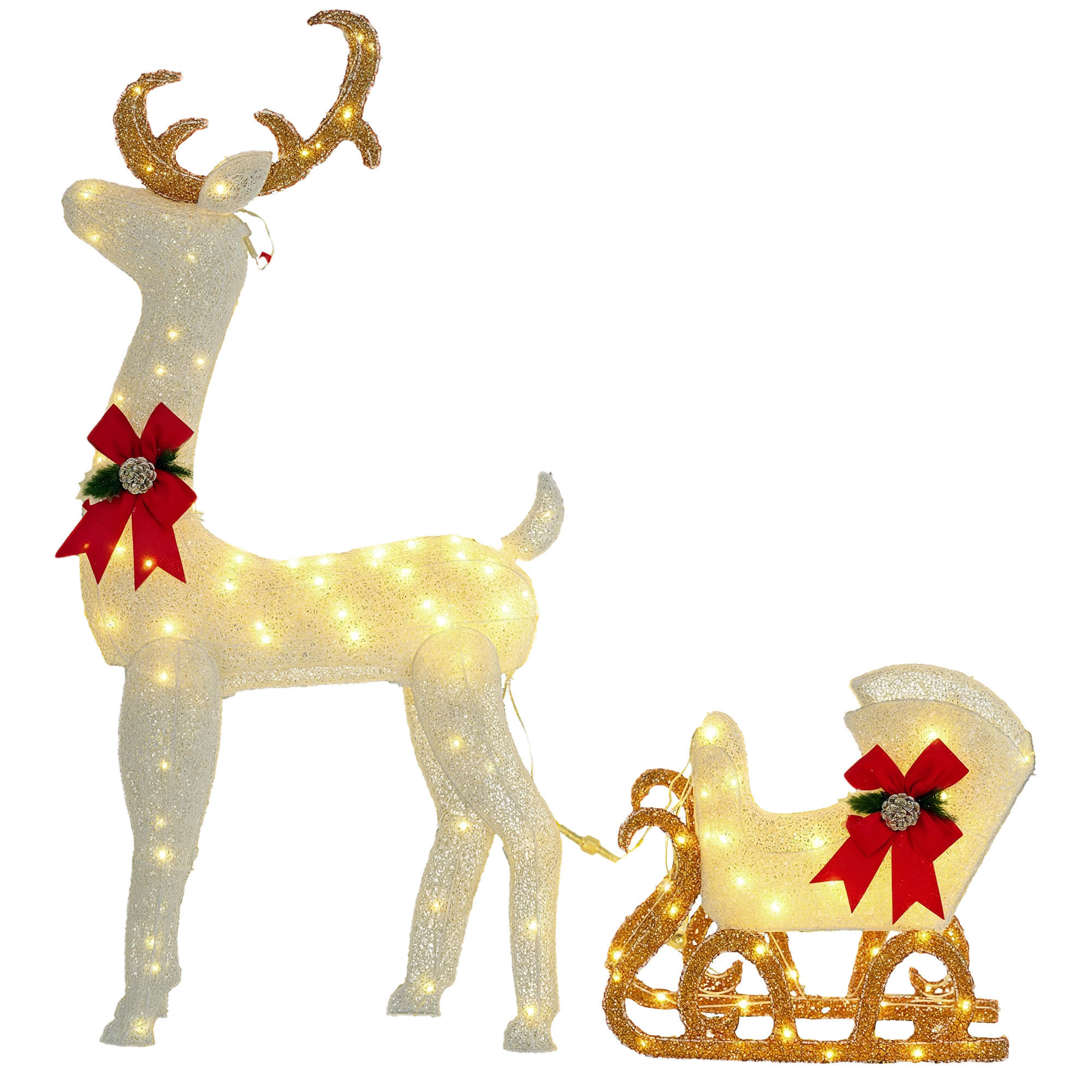 WEIHNACHTS-REH Weiß 50.0/29.0/42.0cm - Weiß, Metall (29/42/50cm)