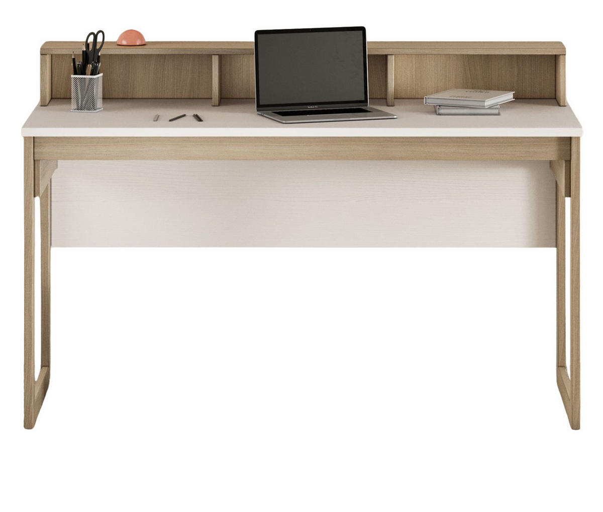 SCHREIBTISCH weiß und Eiche, Laptoptisch skandinavisch 120 cm - Eichefarben/Weiß, Holzwerkstoff (60/120/91cm) - Furn.Design
