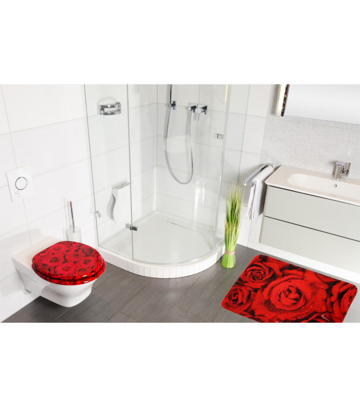 BADTEPPICH Rosen 50 x 80 cm - Rot, Textil (50/80cm) - Sanilo