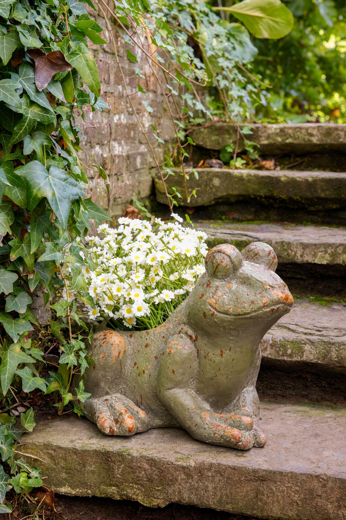 BLUMENTOPF ANTIK AUßEN Grün - Grün, Glas/Naturmaterialien (26/27cm) - J-Line