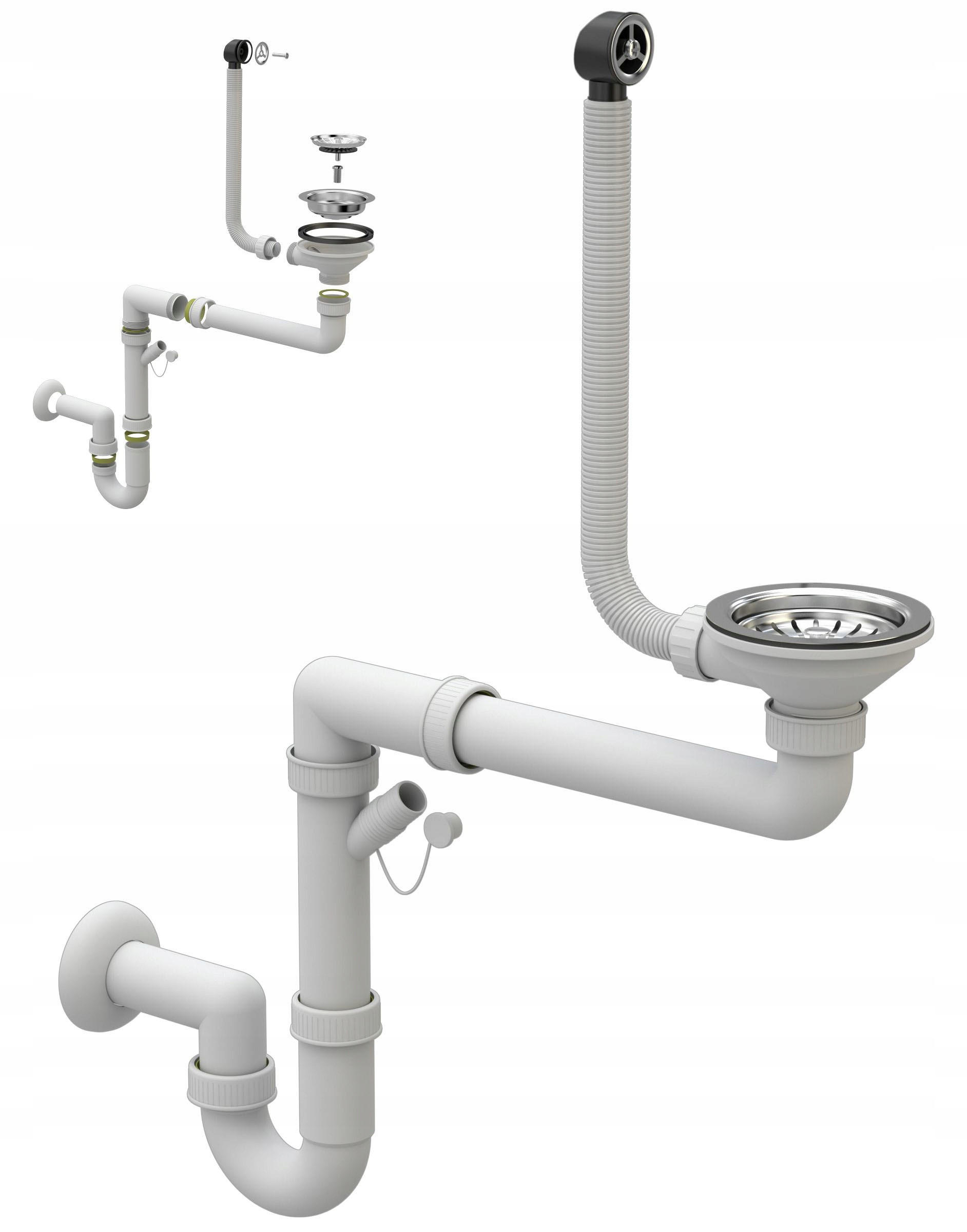 SPÜLBECKEN Trendy mit Batterie Siphon - Weiß, Kunststoff/Stein (76/44/16cm) - Granitan