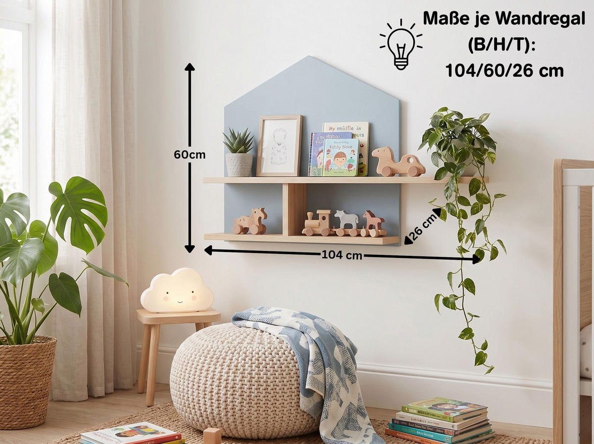 BABYZIMMER Mega-Set Roofy 6-tlg. 1-türig - Salbeigrün/Eichefarben, Leder/Holz (1/1/1cm) - arthur berndt