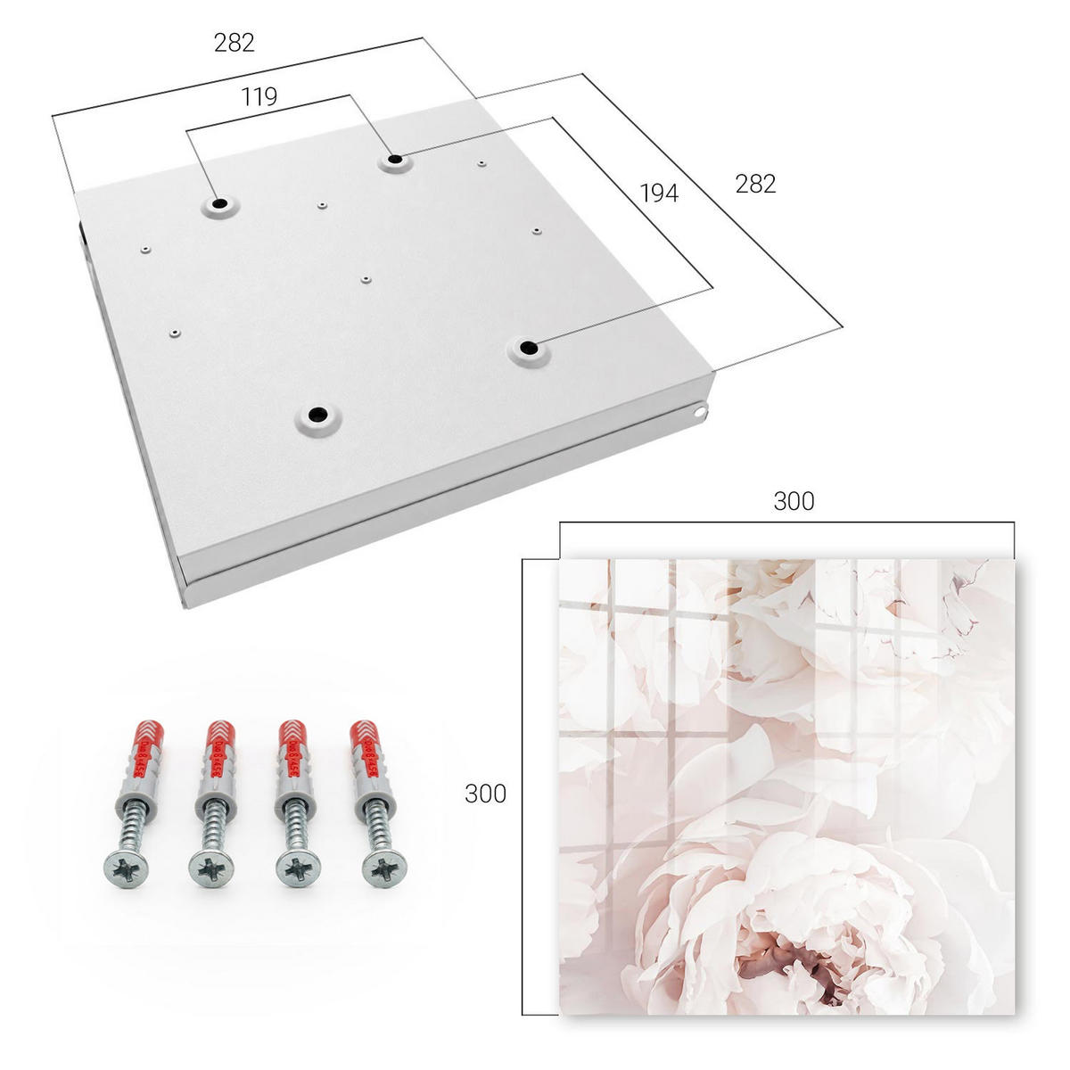 SCHLÜSSELBOX Weiß 30x30 cm – Türöffnung nach rechts - Subtile Eleganz - Weiß, Metall (30/30/5cm) - TULUP