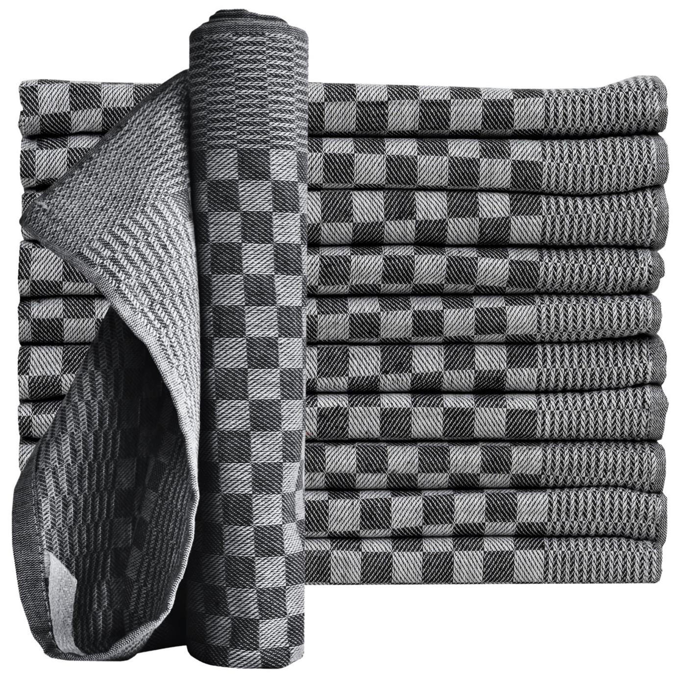 GESCHIRRTÜCHER 50x70 cm im 10er Set aus 100% Baumwolle, Zwirn-Qualität Grubentücher Schwarz - Schwarz, Textil (50/70cm) - Carpe Sonno