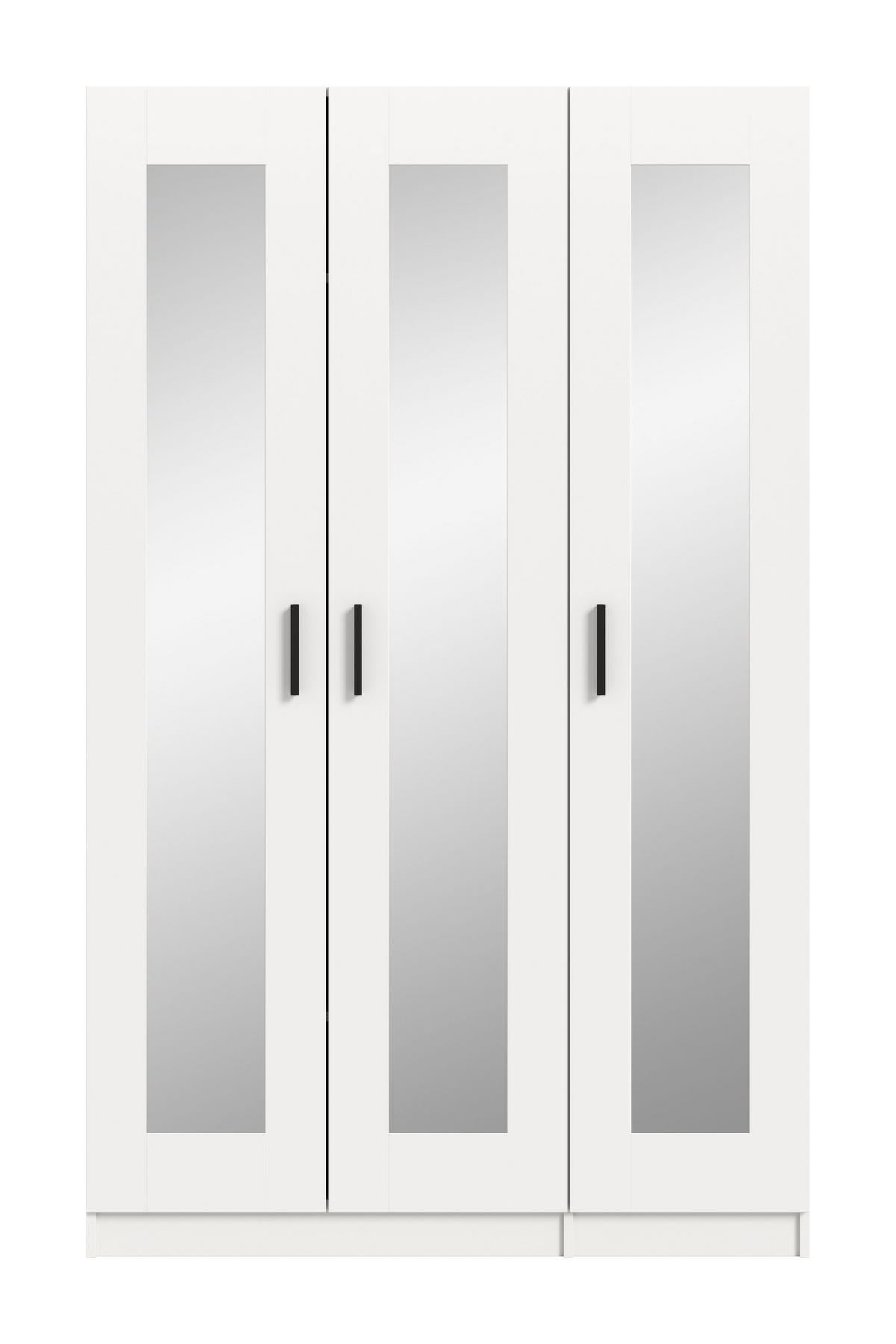 KLEIDERSCHRANK 3-türig VISBY (B/H/T: ca. 120/195/56 cm) in weiß/weiß - Weiß, Holzwerkstoff (120/195/56cm)