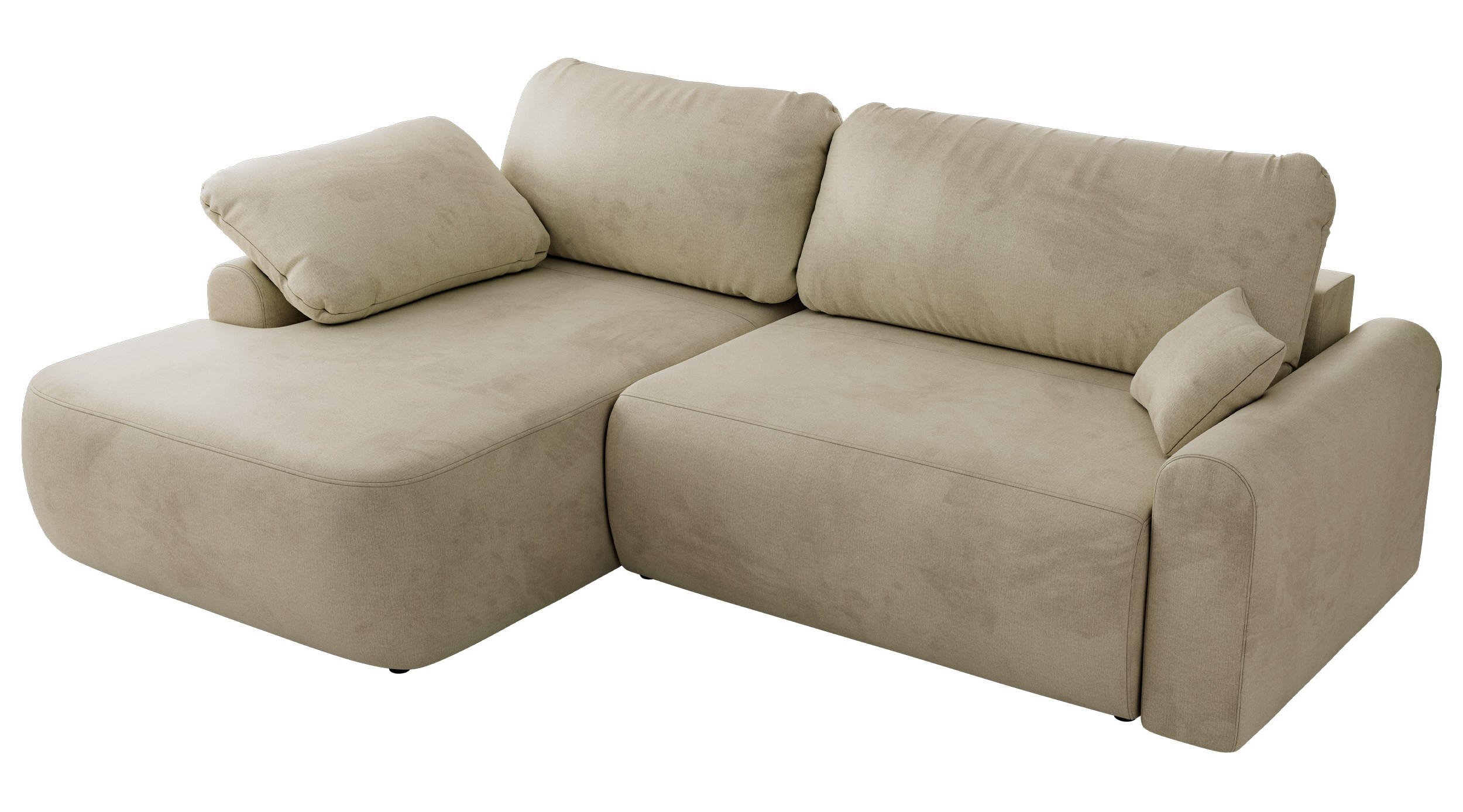 ECKSCHLAFSOFA CUBO L Beige Velvet - links - Beige/Schwarz, Kunststoff/Textil (273/187cm) - MKS