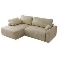 ECKSCHLAFSOFA CUBO L Beige Velvet - links - Beige/Schwarz, Kunststoff/Textil (273/187cm) - MKS